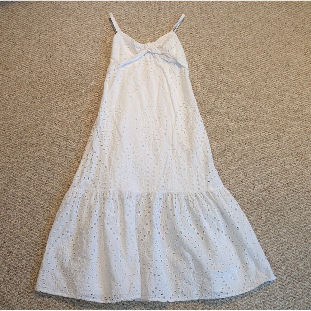 Simply Vera Vera Wang Eyelet Midi Dress Womens XS White Twist Front Boho Bridal